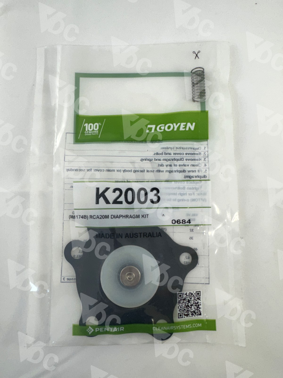 K2003 · RCA20 heavy-duty diaphragm kit